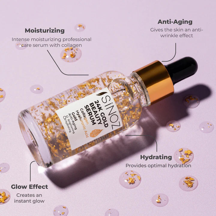 Sinoz 24K Gold Beauty Face Care Serum - Hyaluronic Acid & Collagen