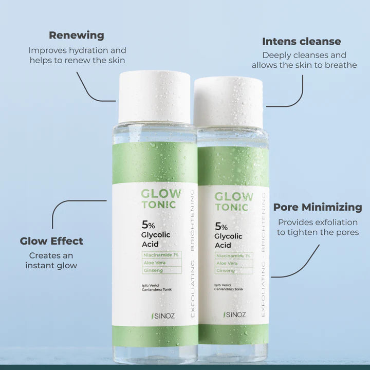 Sinoz Glow Tonik - %5 Glikolik Asit, Niasinamid, Aloe Vera, Gingseng