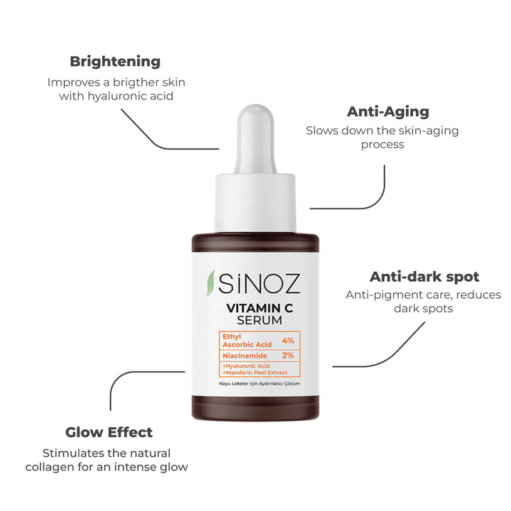 Sinoz C Vitamini Serum - Etil Askorbik Asit, Niasinamid, Hyaluronik Asit