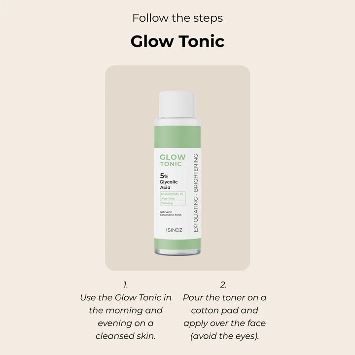 Sinoz Glow Tonik - %5 Glikolik Asit, Niasinamid, Aloe Vera, Gingseng