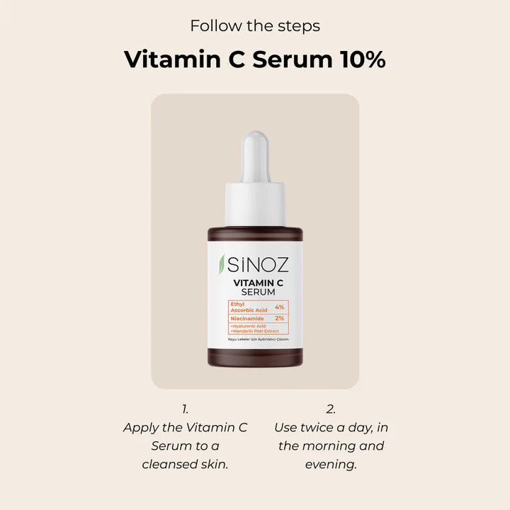 Sinoz C Vitamini Serum - Etil Askorbik Asit, Niasinamid, Hyaluronik Asit